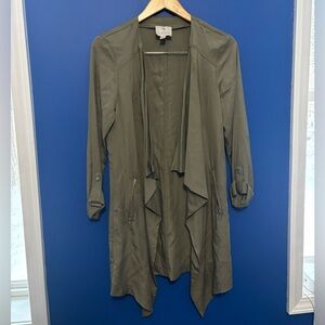 {Eliane Rose} Drape Open Front Utility Jacket Women Size S Green Pockets